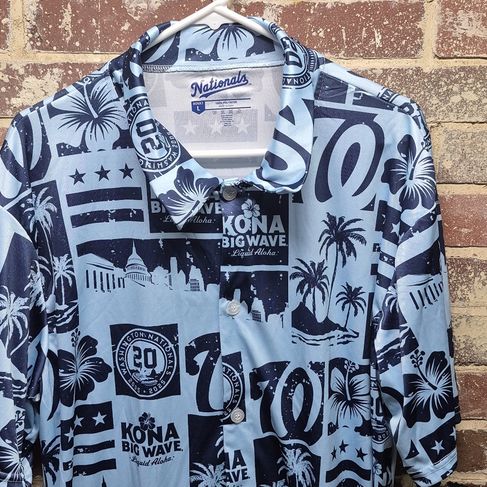 Washington Nationals Shirt Mens Large Blue MLB Baseball Hawaiian Kona Big Wave